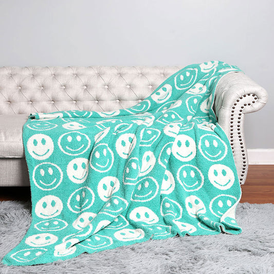 Happy Faced Patterned Throw Blanket