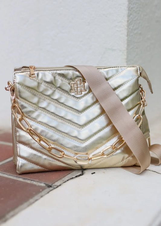 Ariana Quilted Crossbody - 24K Gold