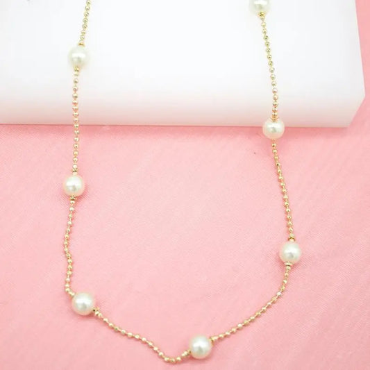 18K Gold Filled 5mm Gold Bead Ball Chain Necklace (16 Inch)