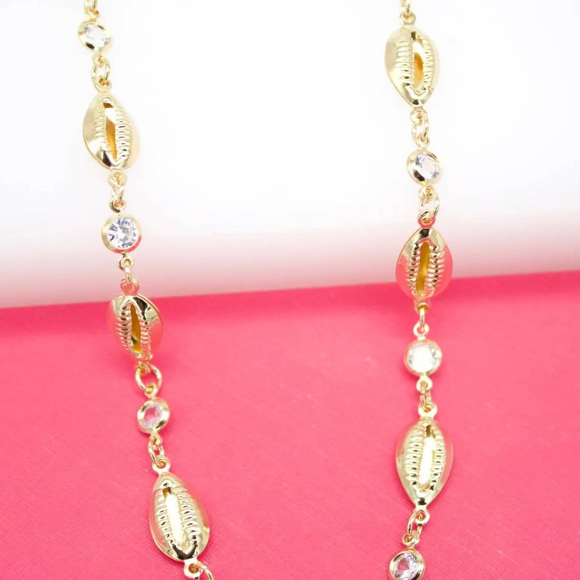 18K Gold Filled Sea Ocean Puka Shell Charm Necklace