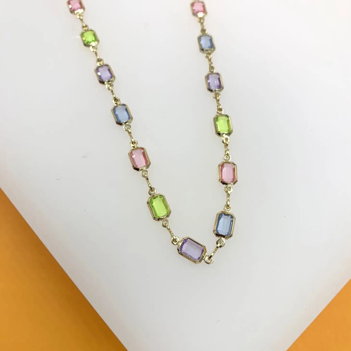 18K Gold Filled Multicolor Stone Necklace