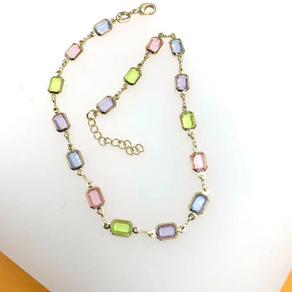 18K Gold Filled Multicolor Stone Necklace