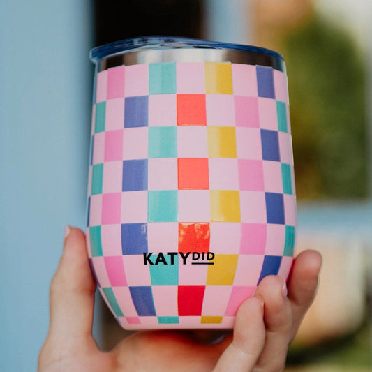 Multicolored Checkered Insulated Wine Tumbler