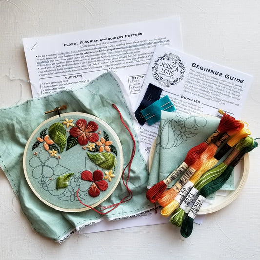 Floral Flourish Beginner Embroidery Kit