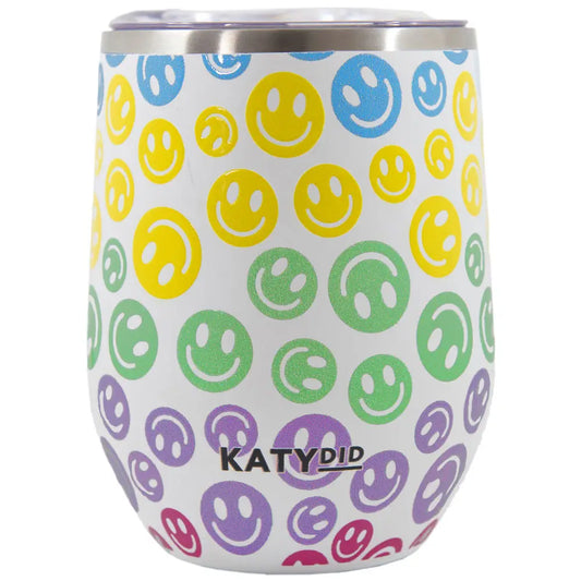 Pastel Happy Face Stainless Steel Wine Tumbler