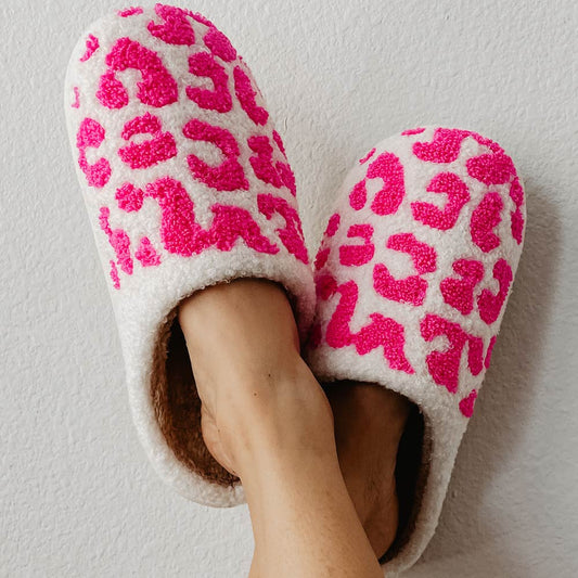 Hot Pink Checkered Pattern Slippers