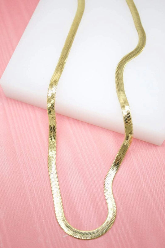 18K Gold Filled 4mm Herringbone Snake Chain Bracelet (6 Inch)