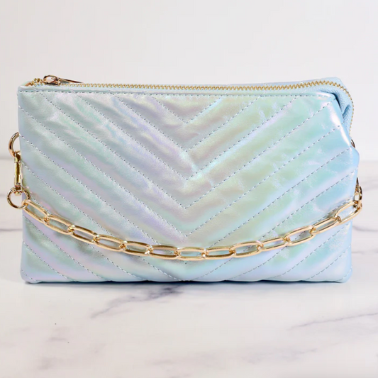 Sherman Quilted Crossbody Bag - Blue Opal