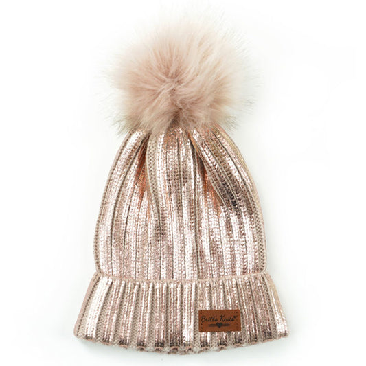 Glacier Knit Pom Hat - Blush