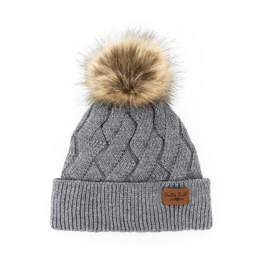 Mainstay Plush-Lined Pom Hat - Gray