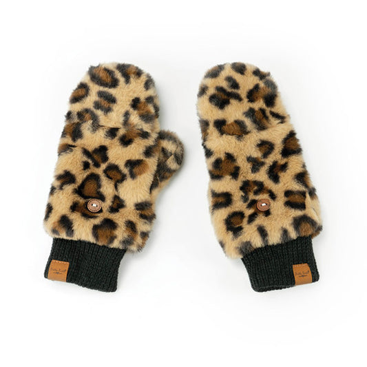 Snow Leopard Mittens - Tan