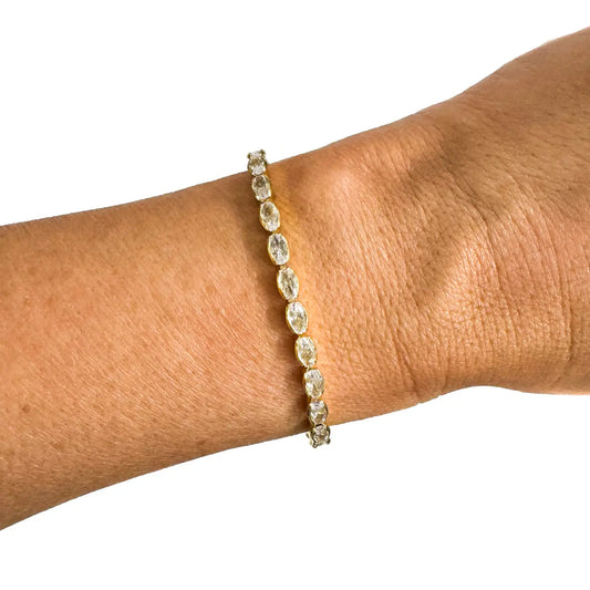 Semi Precious Pave Gold Filled Adjustable Bracelet